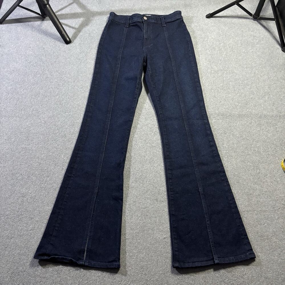 AG Jeans EmRata Anisten Split Hem Front Seam Flare Blue Denim Women’s Size 27